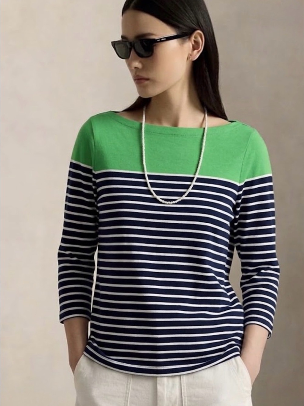 NWT Lauren Ralph Lauren Striped Colorblock Boatneck Top | Small